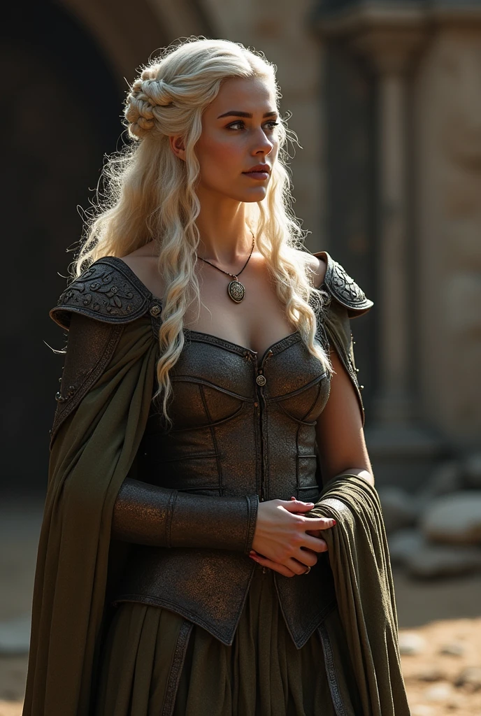 daenerys targaryen, big blonde hair, seducing gaze, pose sexy, hands in hair, (small breasts nafw), Small panties, sorriso sexy, eye shadow makeup, eyeliner, dark shadow on the eyelids, Red lips, rosy cheeks,(small breasts nafw), a dragon in the background, a huge dragon behind
