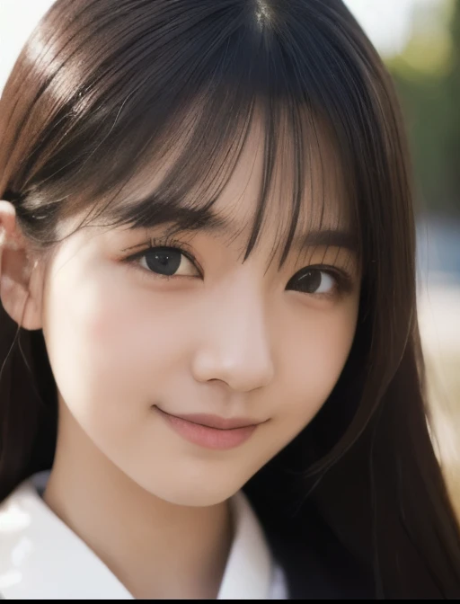 best quality, face focus, soft light, ultra high res, (photorealistic:1.4), RAW photo, Shinozaki Ai, 18 years old ,white skin, kawaii, 1 Japanese girl, solo, cute, (smile), (pupil, lights in the eyes),  detailed beautiful face, Medium-sized breasts,(high resolution detail of human skin texture),(long hair),(portrait), upper body, white traditional kimono, no makeup,