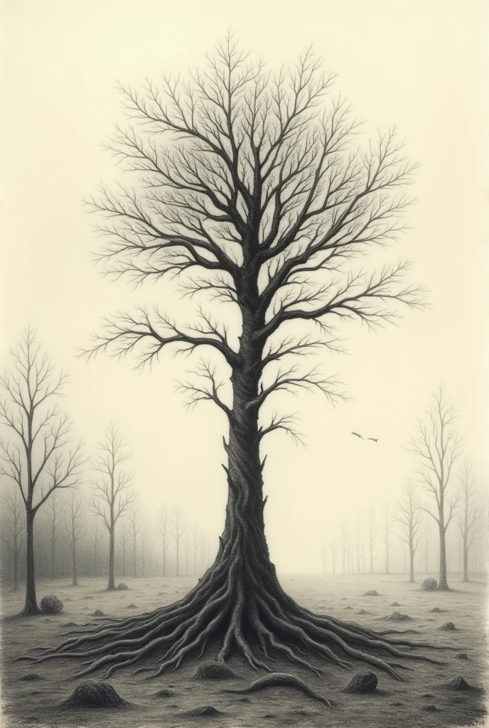 Draw about deforestation using a pencil color or pastel color