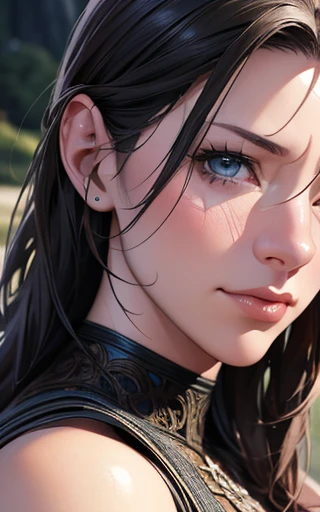 Highest quality, masterpiece, 4K, Absurd resolution, Ultra-high resolution, Very detailed, Detailed eyes, Detailed skin, Detailed Hair, Detailed face, (Evangeline Lilly&#39;s face:Blake Lively), Detailed fabric, (One beautiful girl, alone:1.1), Yamato (one piece), (Multicolored Hair, Long Hair, Gray Hair, Aqua Hair, Two-tone hair, High Ponytail, Hairpin, hair ornaments), (Big Natural Tits:1.2), (Side bust:1.2), (shimenawa, Japanese clothing with a rope, rope, No sleeve kimono, Bare arms, kimono, No sleeve, They are, Exposing shoulders, In the same way), (Wrapping angle, Red Corner, multicoloRed Corner), (Smile:1.2), Earrings, jewelry, (Big eyes, Brown eyes), clavicle, Cowboy Shot, V-shaped eyebrows, ((Hourglass Shape)), Sexy pose, ((Browsing Caution))