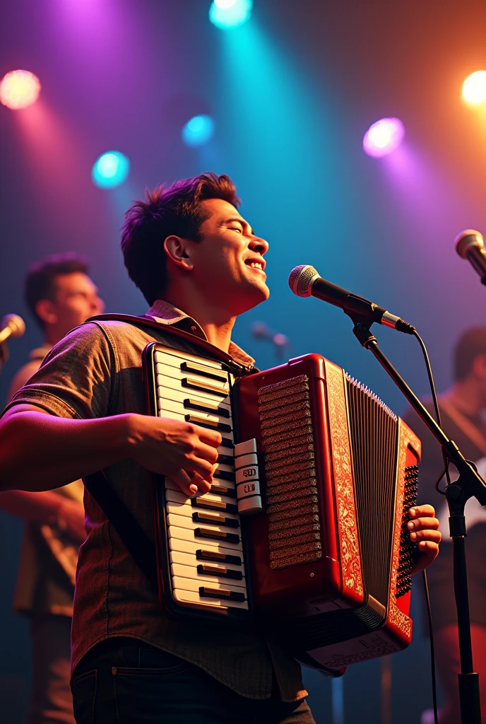 Image where an accordion appears, microphones and everything that has to do with typical Panamanian music