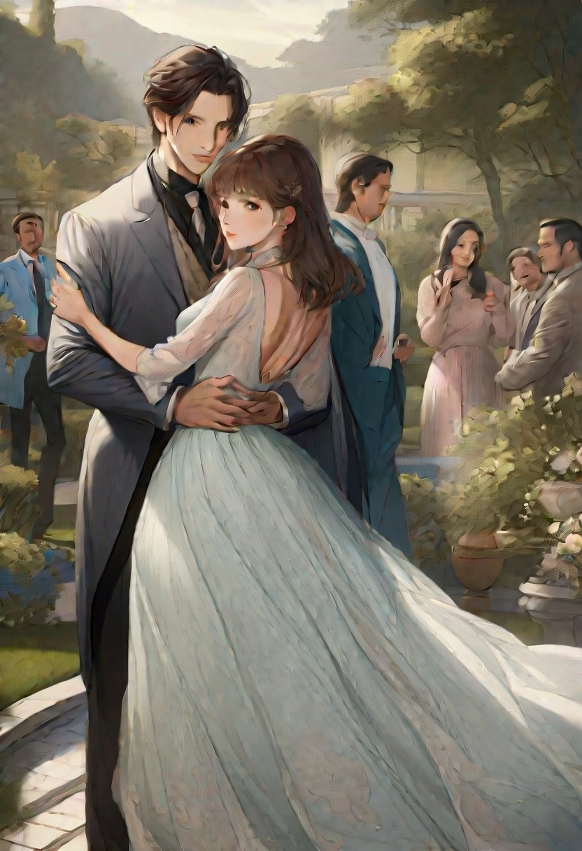 别墅reunion,A group of fashionable people,Chinese,Parties,In the villa garden,On the rooftop,Night,evening,reunion,Reception,wine,Wine Tasting,Suit,High heel(Rich details),(Best quality),Film Style