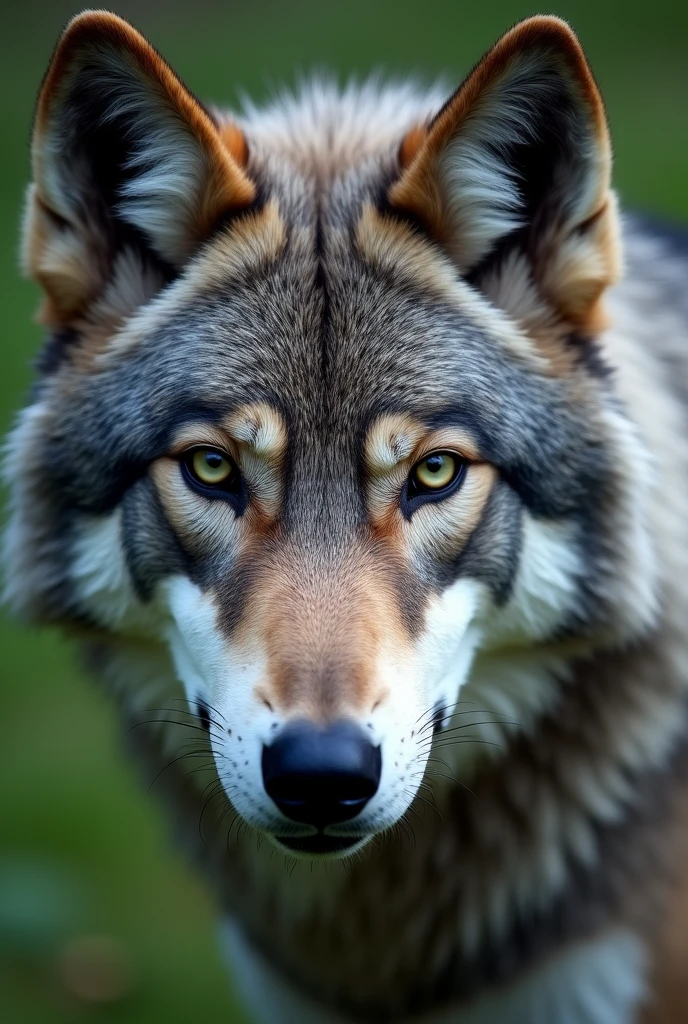 wolf head. silver. gray. green eyes