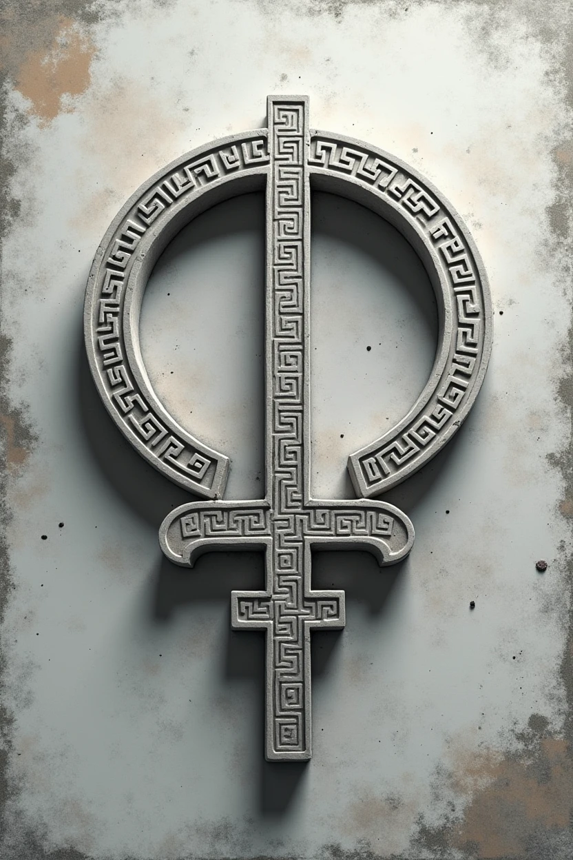create an Instagram profile photo with a Greek vibe based on mythology in the shape of a symbol with gray tones