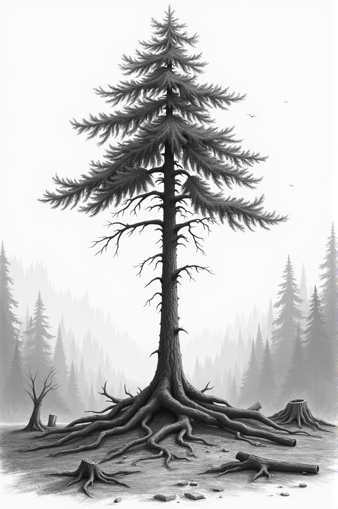 Sketch about deforestation it could be super easy to draw using a pencil