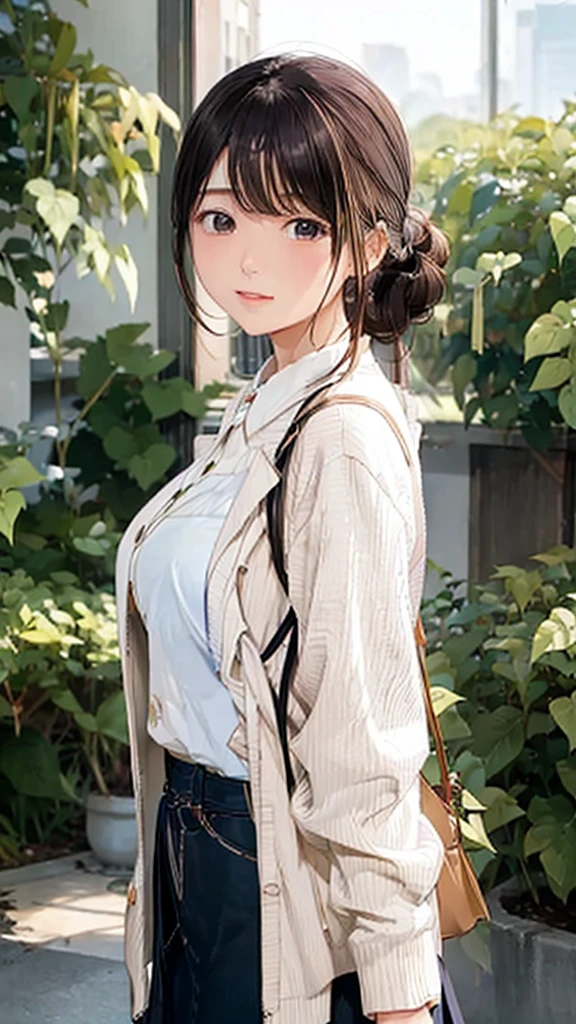 彩音の画像生成のためのpromptを以下にまとめます。

---

**prompt:**

Create an image of a 22-year-old Japanese woman named Ayane. She is a university student majoring in animal behavior. Ayane has a slim and healthy build, with measurements of 85cm (bust), 60cm (waist), and 88cm (hips). She stands at 160cm tall. Her hair is long, black, and straight, reaching down to her chest. She often wears it in a natural style, sometimes tying it back in a ponytail for school or leaving it loose with a slight wave for a more casual look.

Ayane’s face is characterized by large, expressive eyes with long lashes, a well-defined nose, and soft, subtly full lips that often curve into a gentle smile. She exudes a sense of warmth and intelligence. Her skin is fair and smooth, complementing her youthful appearance.

For her outfit, Ayane is dressed in a simple yet elegant style suitable for a university student. She is wearing a pastel-colored blouse with a cardigan, paired with either jeans or a casual skirt. The colors are soft, like white or light pink, to emphasize her gentle personality. 

The background is set in a serene outdoor environment, possibly a park or a quiet university campus, with natural light illuminating her face. The overall atmosphere of the image should convey her intelligence, curiosity, and the gentle, approachable nature she embodies.

---

This prompt is designed to create an image that captures Ayane's character as a young, smart, and warm university student. The focus is on her gentle beauty and the natural, serene setting that reflects her personality.
