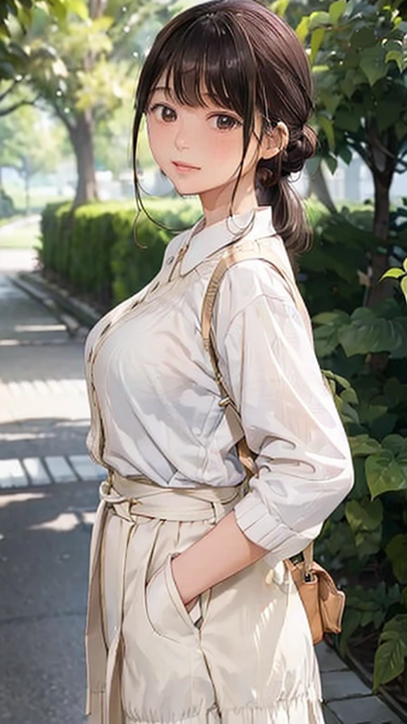 彩音の画像生成のためのpromptを以下にまとめます。

---

**prompt:**

Create an image of a 22-year-old Japanese woman named Ayane. She is a university student majoring in animal behavior. Ayane has a slim and healthy build, with measurements of 85cm (bust), 60cm (waist), and 88cm (hips). She stands at 160cm tall. Her hair is long, black, and straight, reaching down to her chest. She often wears it in a natural style, sometimes tying it back in a ponytail for school or leaving it loose with a slight wave for a more casual look.

Ayane’s face is characterized by large, expressive eyes with long lashes, a well-defined nose, and soft, subtly full lips that often curve into a gentle smile. She exudes a sense of warmth and intelligence. Her skin is fair and smooth, complementing her youthful appearance.

For her outfit, Ayane is dressed in a simple yet elegant style suitable for a university student. She is wearing a pastel-colored blouse with a cardigan, paired with either jeans or a casual skirt. The colors are soft, like white or light pink, to emphasize her gentle personality. 

The background is set in a serene outdoor environment, possibly a park or a quiet university campus, with natural light illuminating her face. The overall atmosphere of the image should convey her intelligence, curiosity, and the gentle, approachable nature she embodies.

---

This prompt is designed to create an image that captures Ayane's character as a young, smart, and warm university student. The focus is on her gentle beauty and the natural, serene setting that reflects her personality.