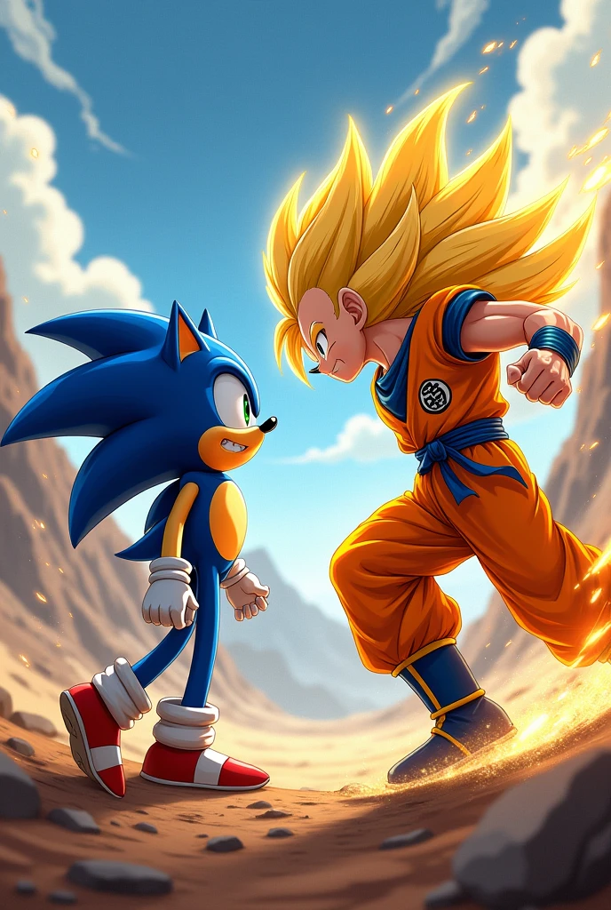 Sonic yellow vs Goku ssj