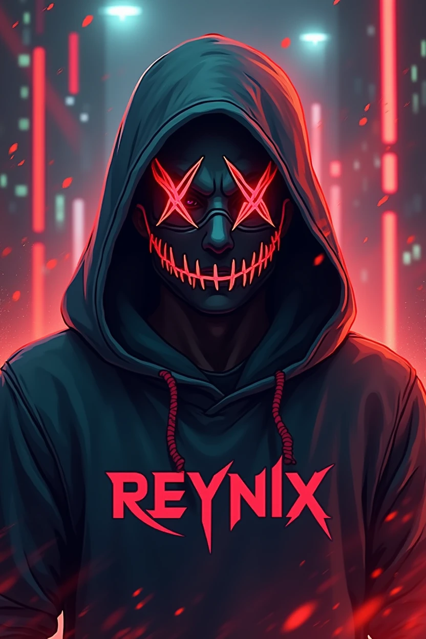 It's a banner for a gaming channel, called Reynix, I need the name of the channel on the banner, if you're going to create a character it must have a mask, Name REYNIX in image