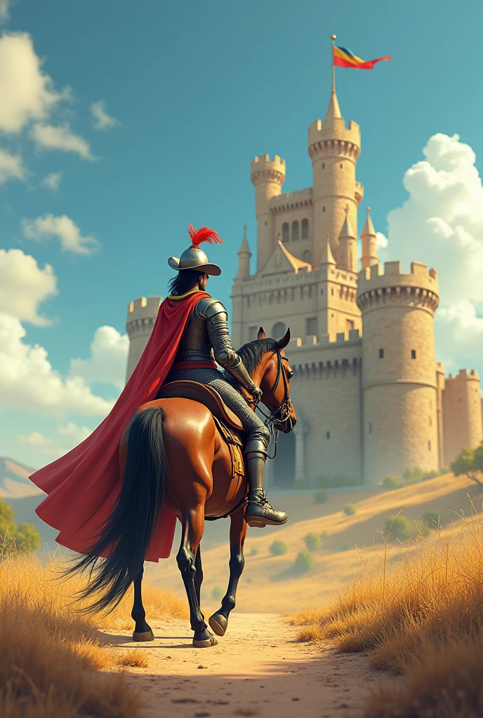 One of Don Quixote and a castle Don Quixote of La Mancha