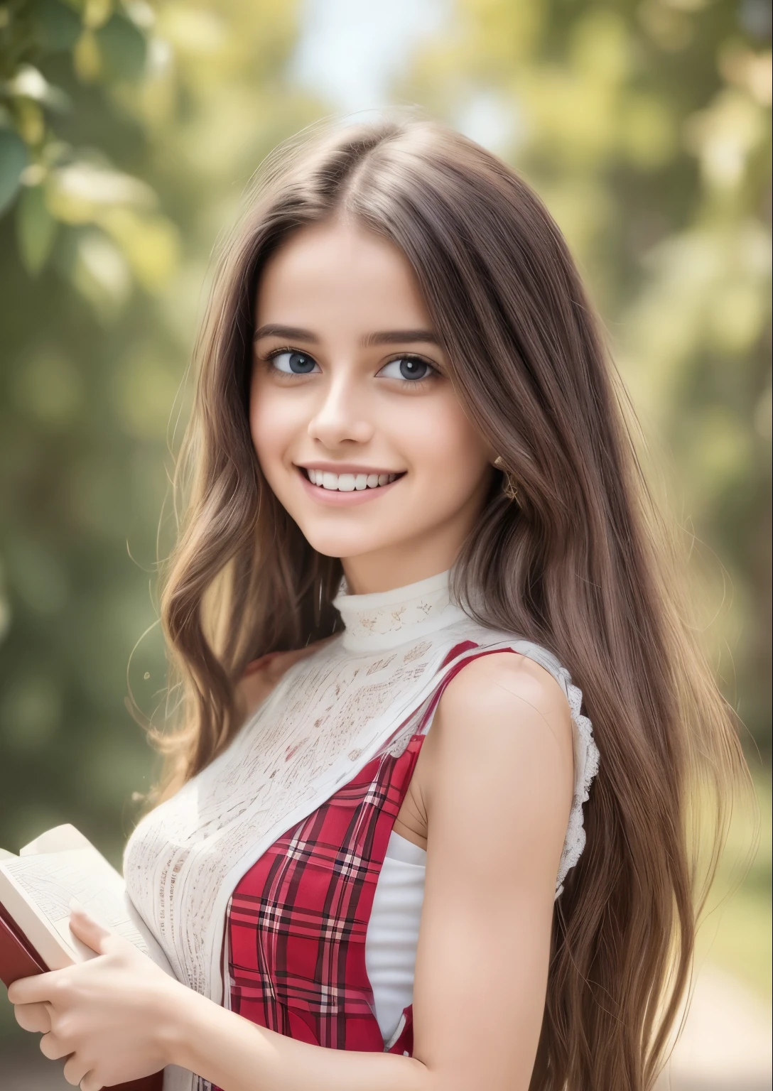 Portrait of a woman in a white dress, holding a book with delicate hands, expressing beauty and strength. Detailed portrait of an indigenous woman in cartoon style, with beautiful eyes, quick brushstrokes and vibrant colors. Cute, Beautiful,. Masterpiece of a cute puppy, with red and white fur. Italian girl posing, detailed face, dark hair, athletic body, wearing red flannel and jeans. Soft hair, happy smile, cute Italian.