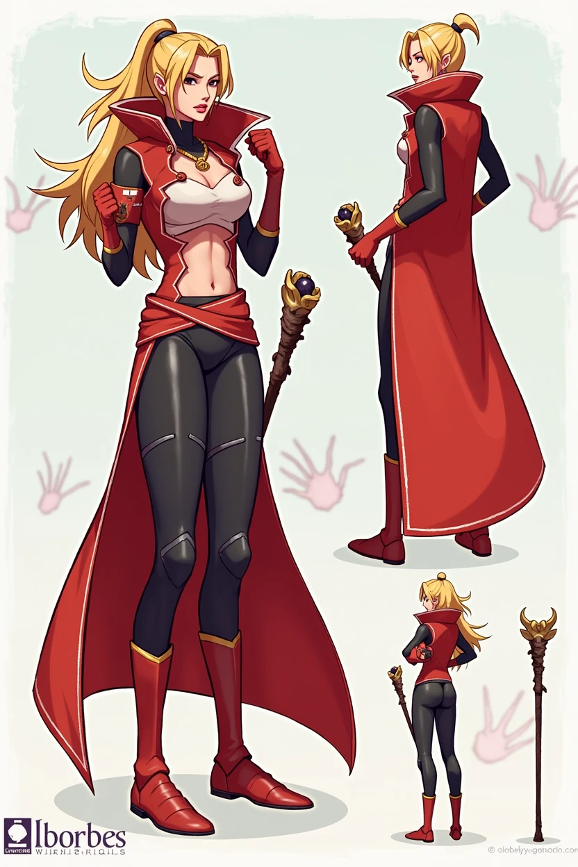 As you can see, she've got 2 arms. Take one of them off. Keep the small staff, and give her a side position too. Front, side, and back.