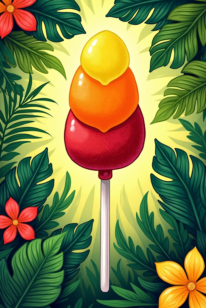 Image of a Jamaica-flavored gummy lollipop wrapper