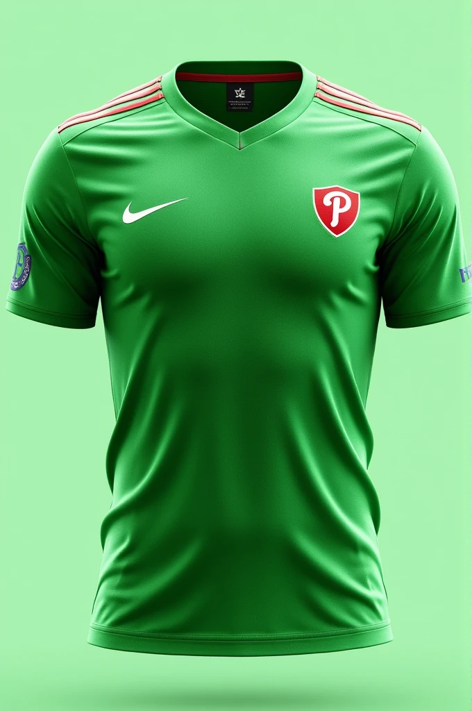 Green football shirt with white phillies 