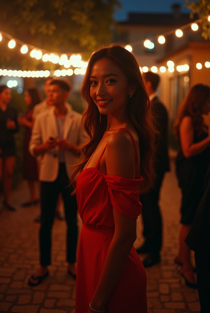 80s style,A group of fashionable people,Chinese,Parties,In the villa garden,On the rooftop,Night,evening,reunion,Reception,wine,Wine Tasting,Suit,High heel(Rich details),(Best quality),Film Style