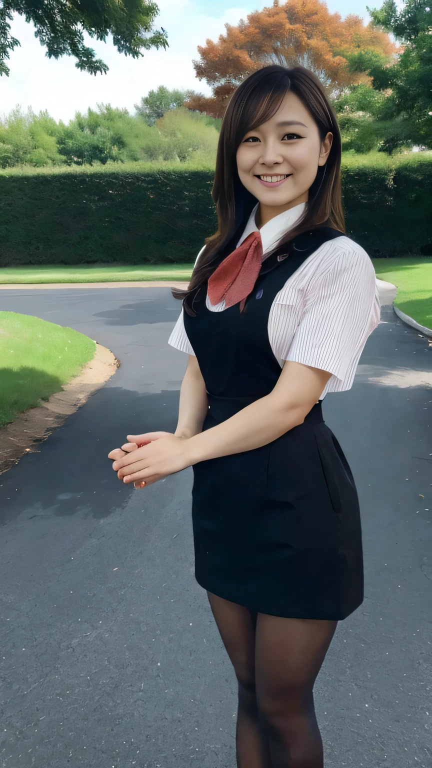Highest quality、8k、masterpiece、Ultra-high resolution、Clear photos、Professional Lighting、Natural light、Realistic,、Highly detailed skin、Perfect Anatomy、(Beautiful Hands)、(Beautiful fingers)、Two Women、Age 25、Baby Face:1.8、Large Breasts、(Large areola)、Glamour、Bob Hair、Brown Hair、Beautiful Hair、smile、Star Uniform、Black vest、Short sleeve shirt、Black tight mini skirt、((Perfect Pantyhose:1.2))、((Black Pantyhose:1.1))、At the golf course、Standing on the grass、Attractive pose、((Two Womenが抱き合っている))
