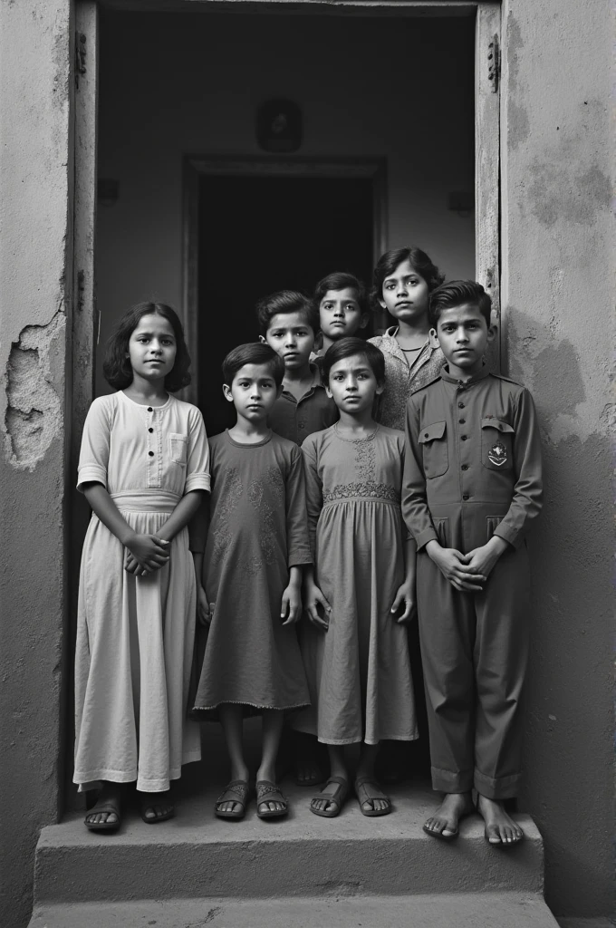 Worried many peoples ladies children refuge in the fort pakistani flag 1947