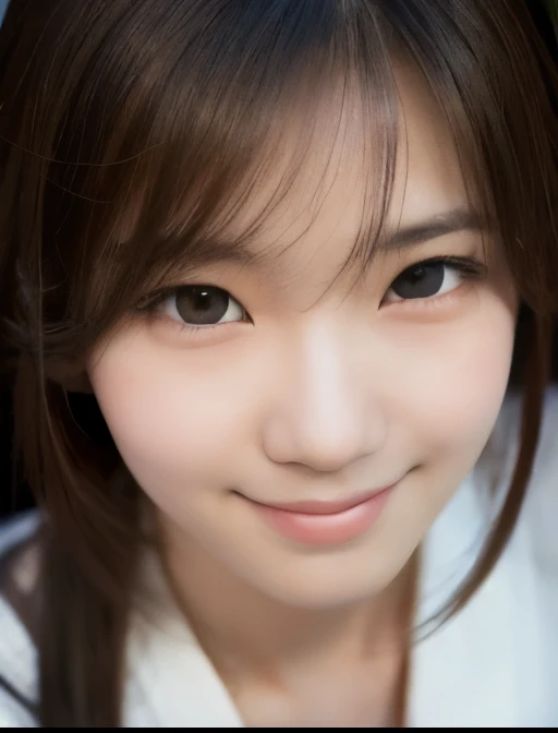 best quality, face focus, soft light, ultra high res, (photorealistic:1.4), RAW photo,(Shinozaki Ai), white skin, kawaii, 1 Japanese girl, solo, cute, (smile), (pupil, lights in the eyes), detailed beautiful face, Medium-sized breasts,(high resolution detail of human skin texture),(long hair),(portrait), upper body, white traditional kimono,