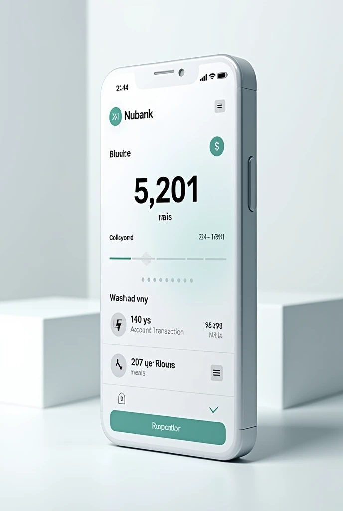 An image as if it were a screenshot of the Nubank app screen, with 5.201 reais in the account