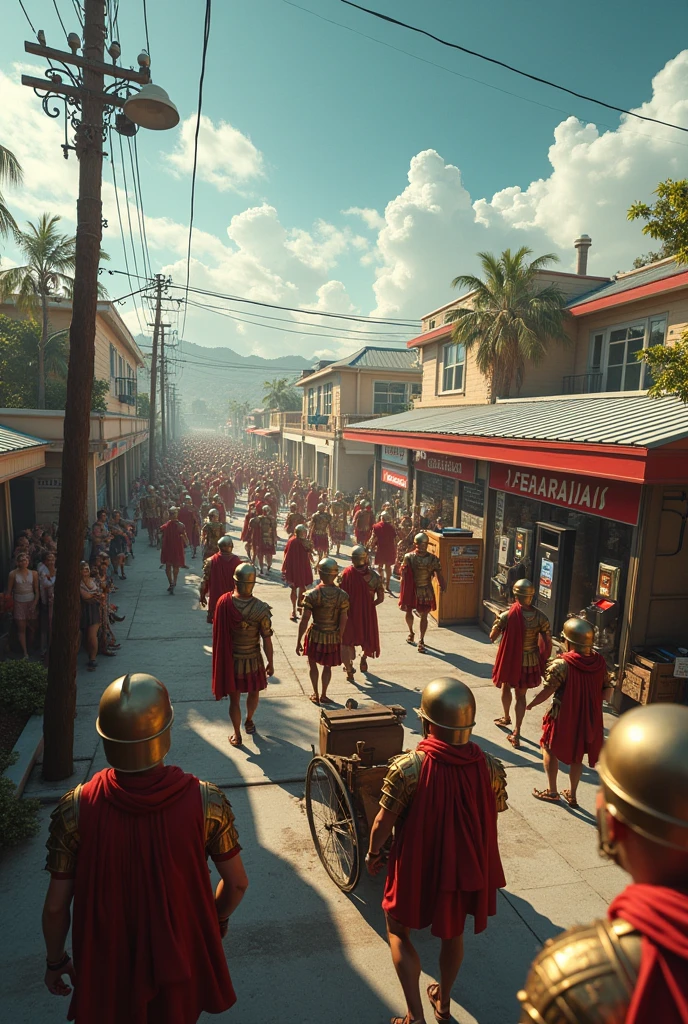 CCTV image of a Roman triumph at a gas station