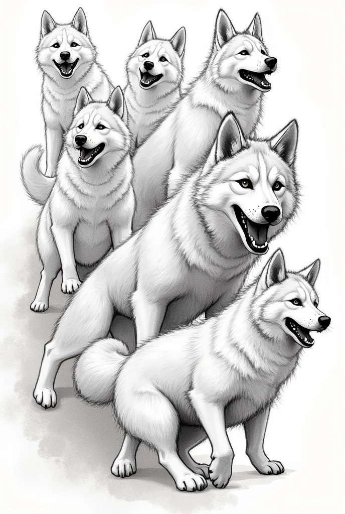 Sketches, dogs, husky