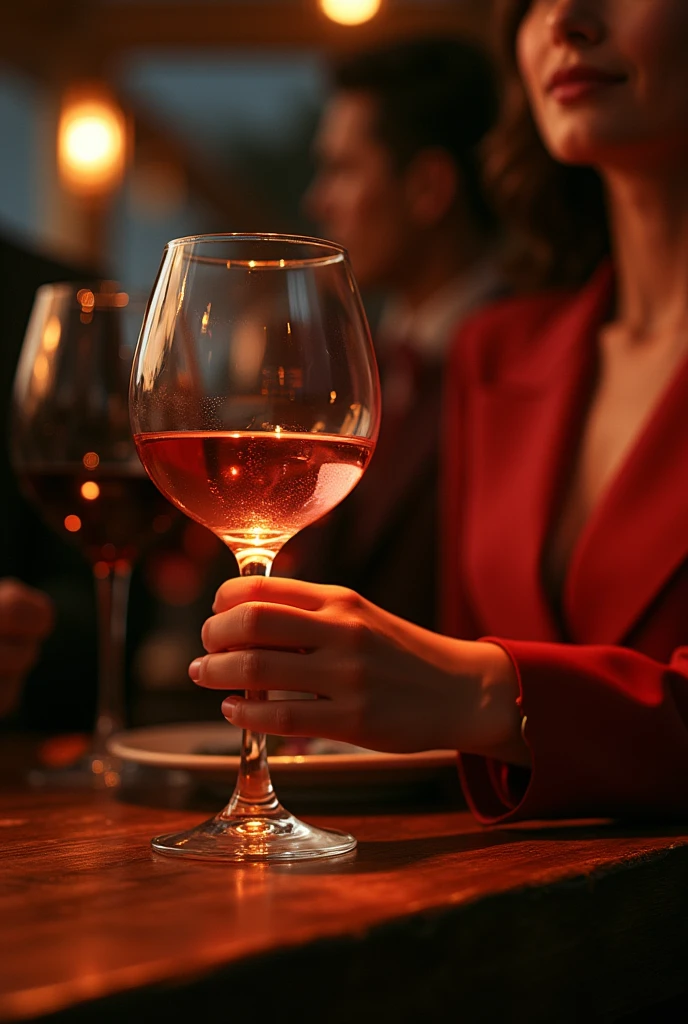 80s style,A group of fashionable people,Chinese,Parties,In the villa garden,On the rooftop,Night,evening,reunion,Reception,wine,Wine glass close-up,Wine Tasting,Suit,High heel(Rich details),(Best quality),Film Style