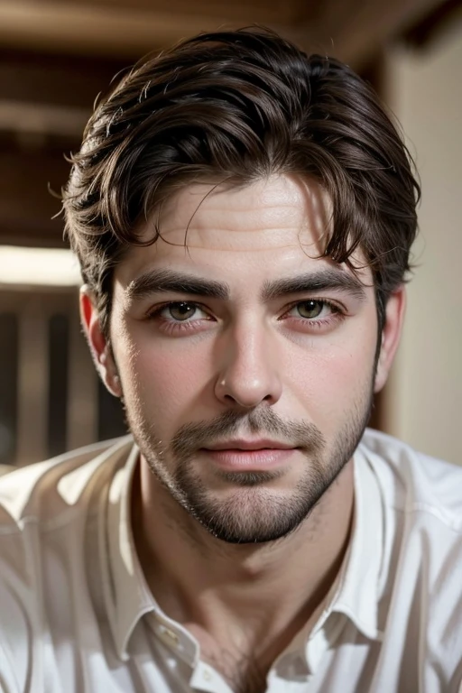 a young and handsome boy with brown hair and beard who looks very similar to George Clooney