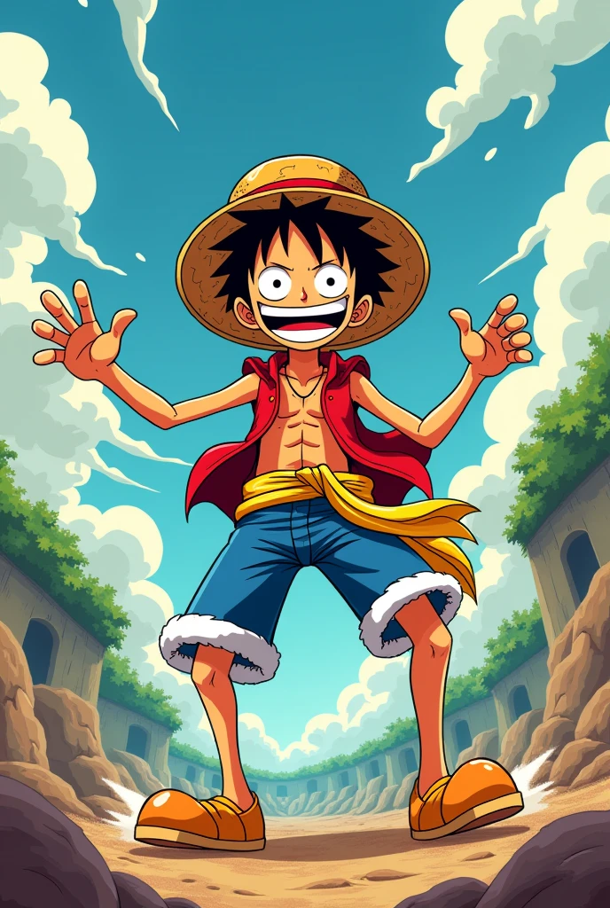 Make luffy gear five in classic cartoon style like looney tunes or woody woodpecker