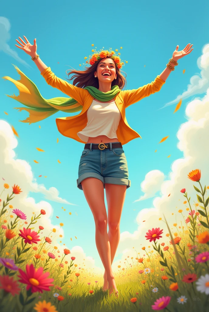 Creates a happy woman for a victory 