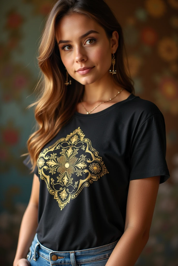 Gilda T-shirt with gold embroidery