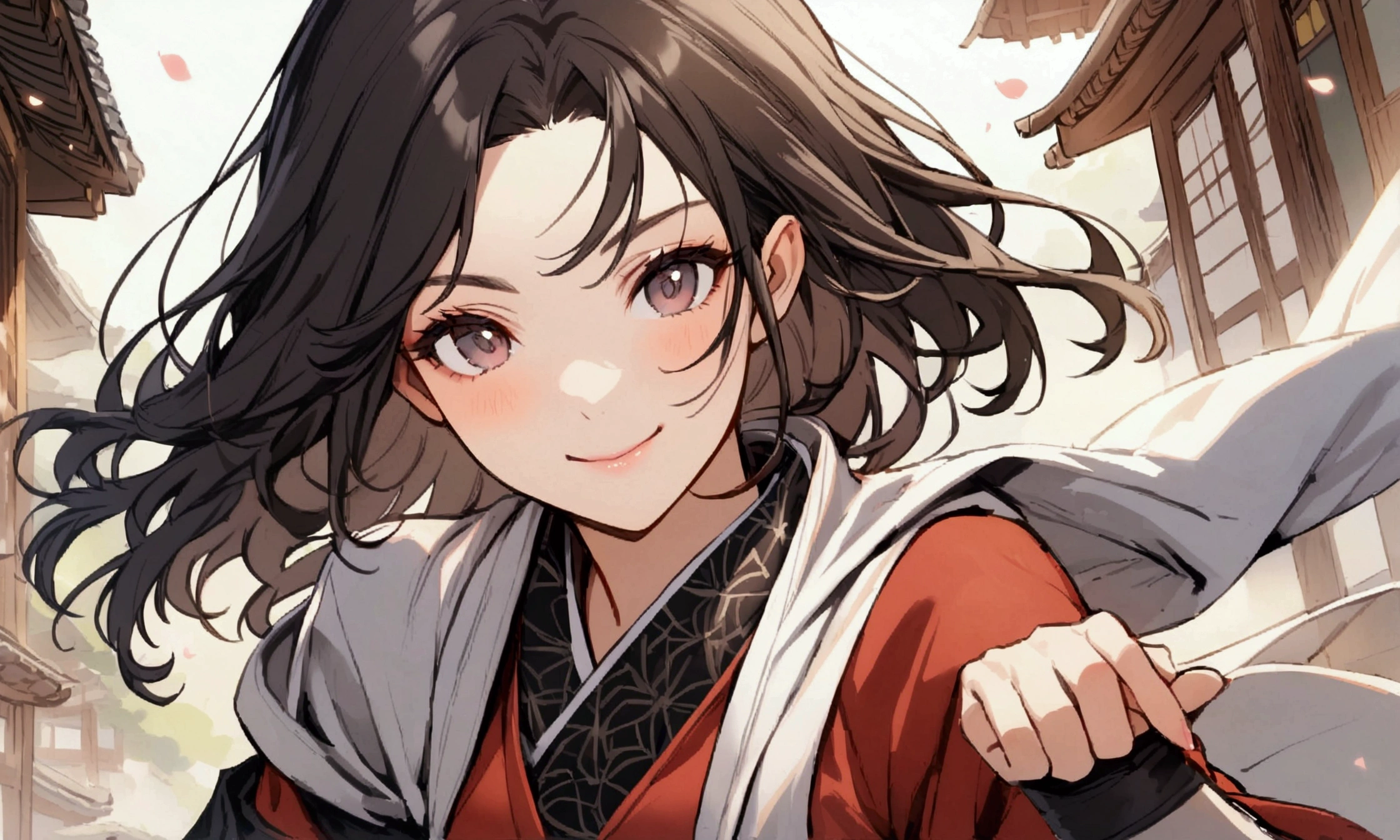 Smile, dark hair, girl, shinobi
