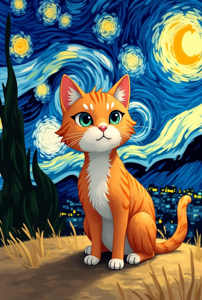 Cat van gogh anime simple