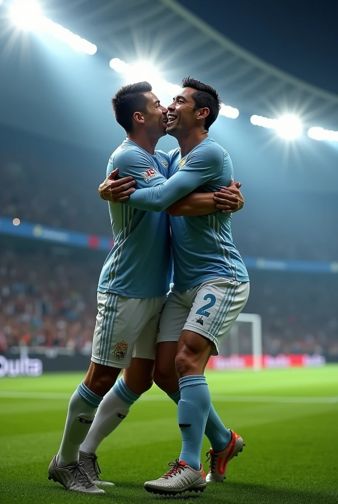 Cristiano Ronaldo and Garnacho celebrating a goal