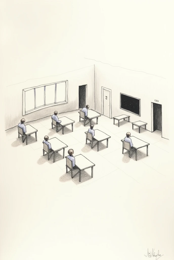 Drawing of a classroom made with pure figures