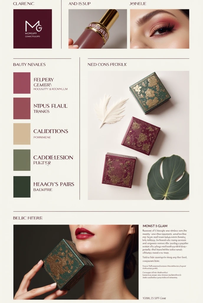 Can you make me a logo and a slogan in Spanish for my company?? It&#39;s called Monts Glam and it&#39;s about beauty and makeup items., I want something serious but in the image tell me the color palette 