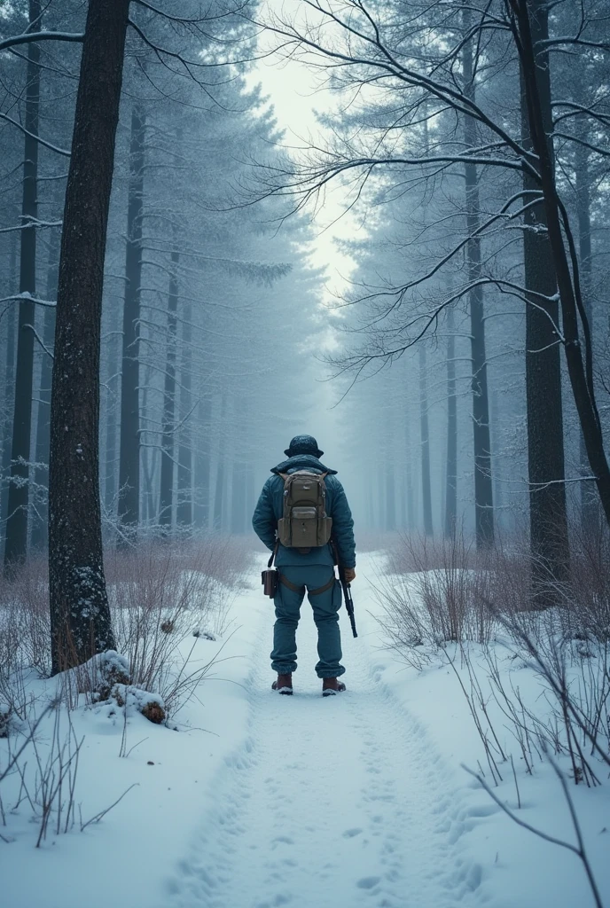 soldier in the forest does not snow alone