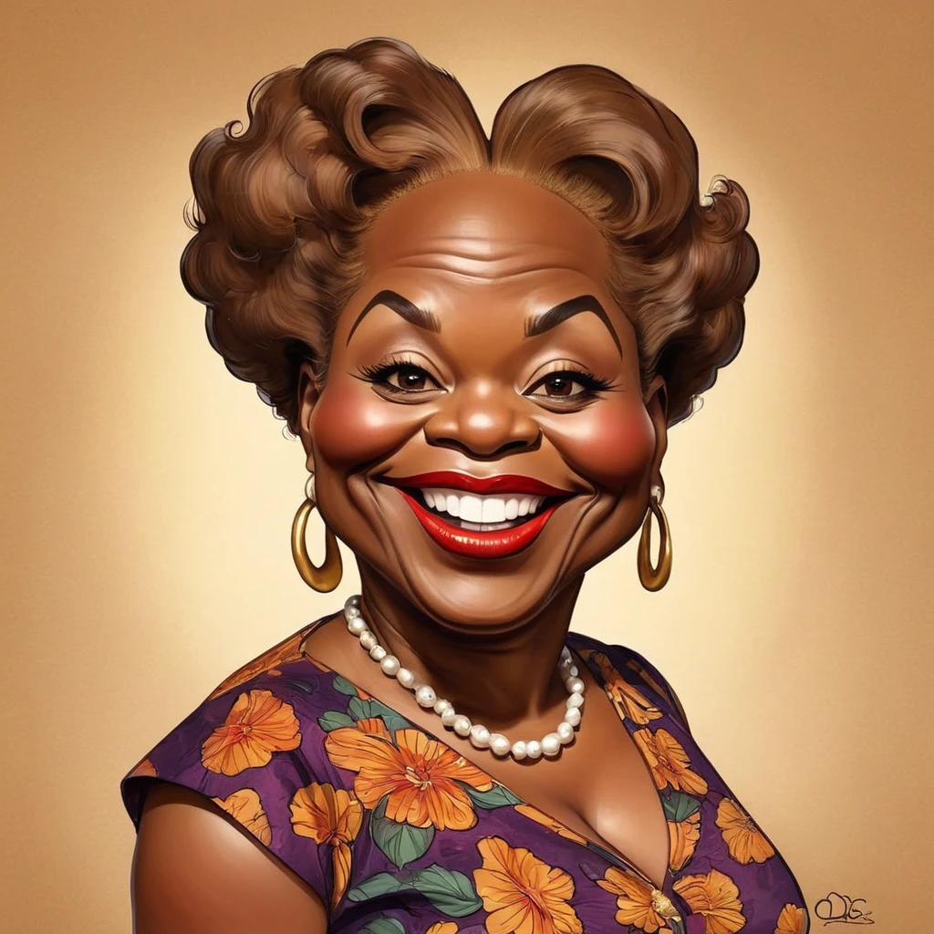 Funny caricature of Oda Mae Brown