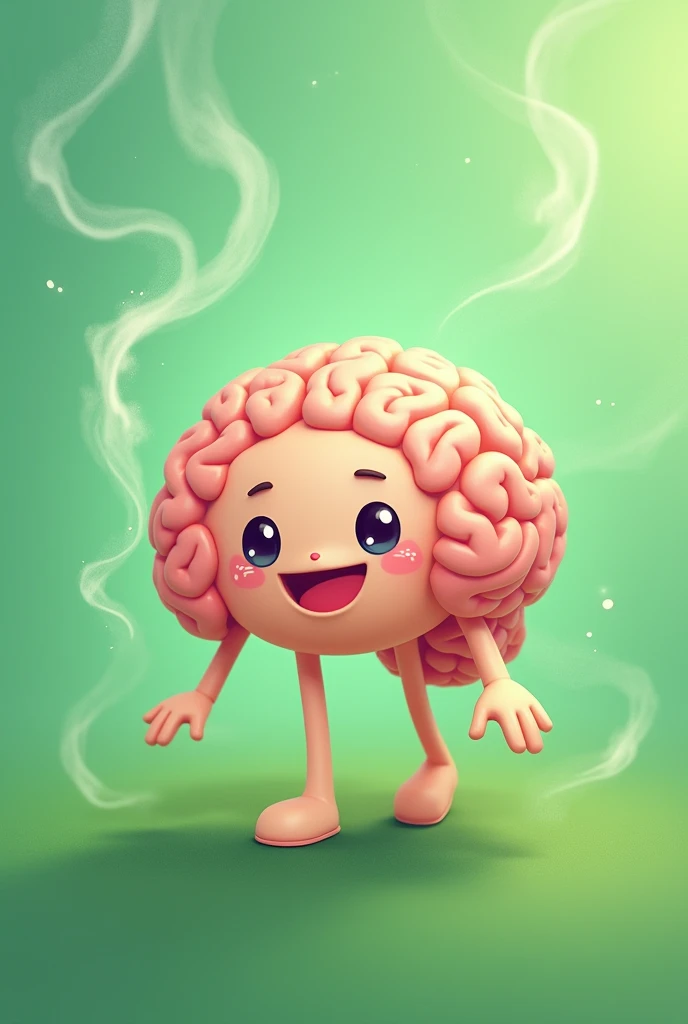 A cute brain, cartoon profile picture of green smoke