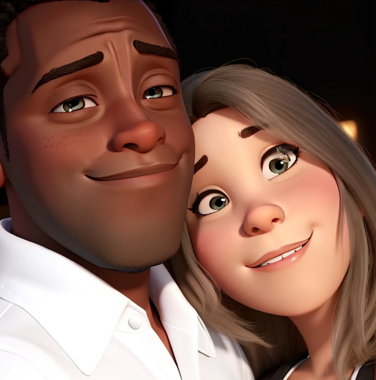 couple (black man and white woman) not Disney Pixar style, high qualiy, best qualityer.