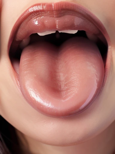1beautiful girl、17 age、realisitic、((super close up of mouth、Opens mouth wide and shows throat、Smile with mouth wide open))、tongue、長いtongue、tongue out, lip stick, throat open wide