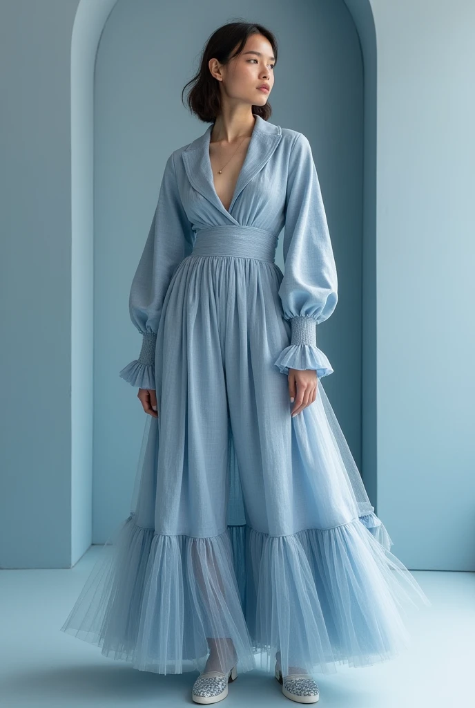Complete fashion collection, cor Blue Fox, a soft and elegant grayish blue, 