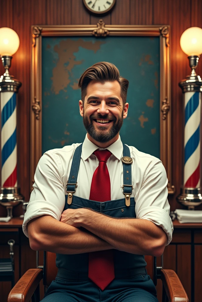 Create a horizontal banner for a barber shop. The name of the barber shop is manu.