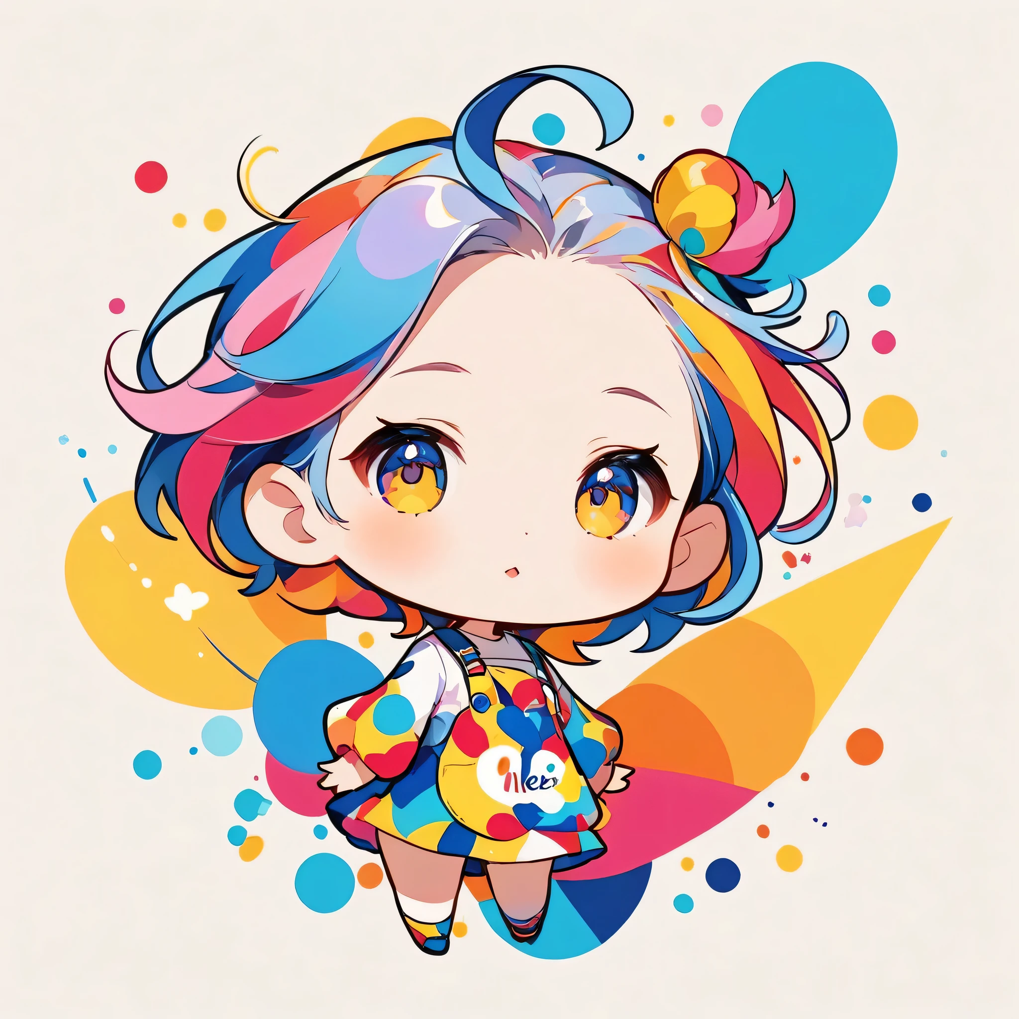 Mika Pikazo colorfull style, Simple Line Initialism，Abstract art，(((The most beautiful girl of all time))), (((chibi))), logo design, 