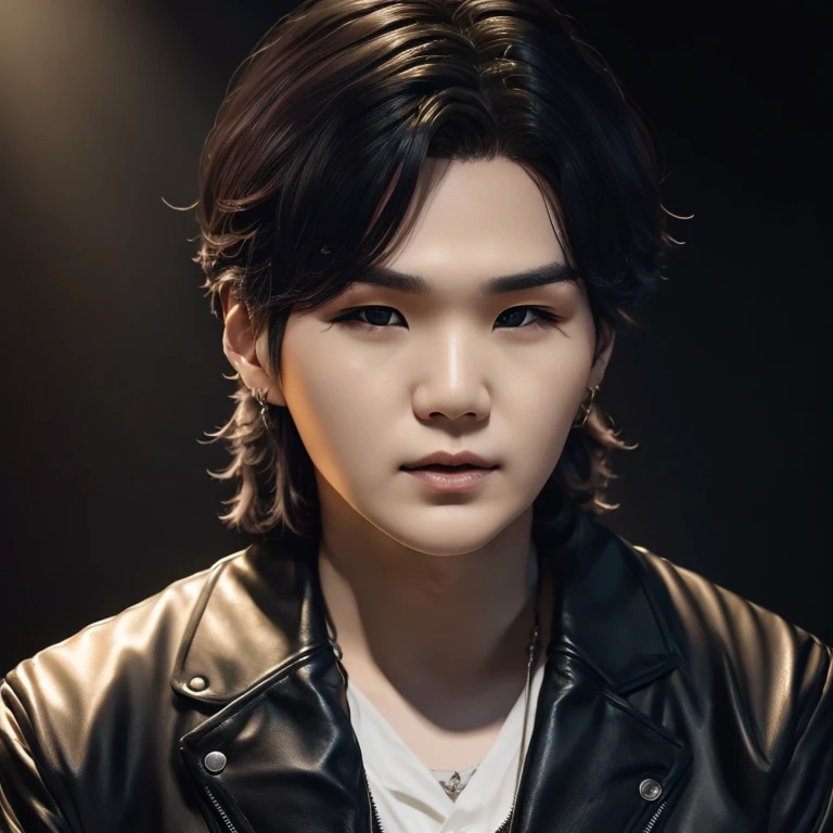 Solo, Suga, Min Yoongi, Yoongi, male focus, (masterpiece, ultra quality, high resolution, 8k, intricate: 1.2), (detailed face:1.2), handsome, Young Korean man, 1boy, ((realistic)),