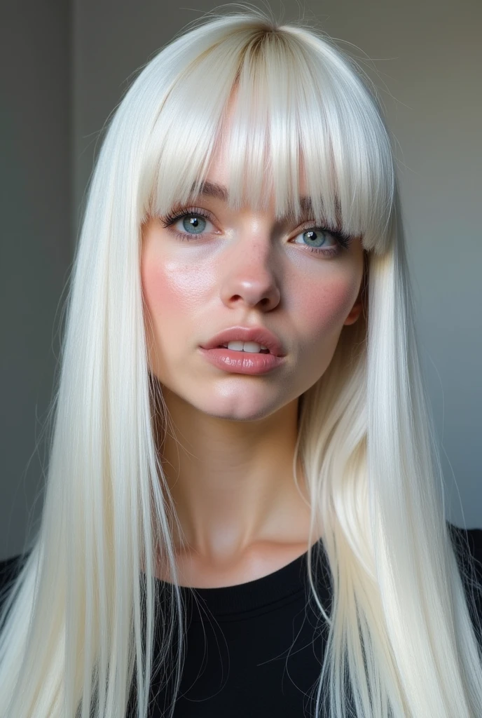 ¿a man with very long straight white hair and bangs?