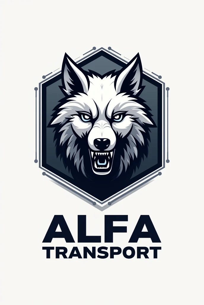 Create a name logo "Alfa Transport"and the image of a wolf