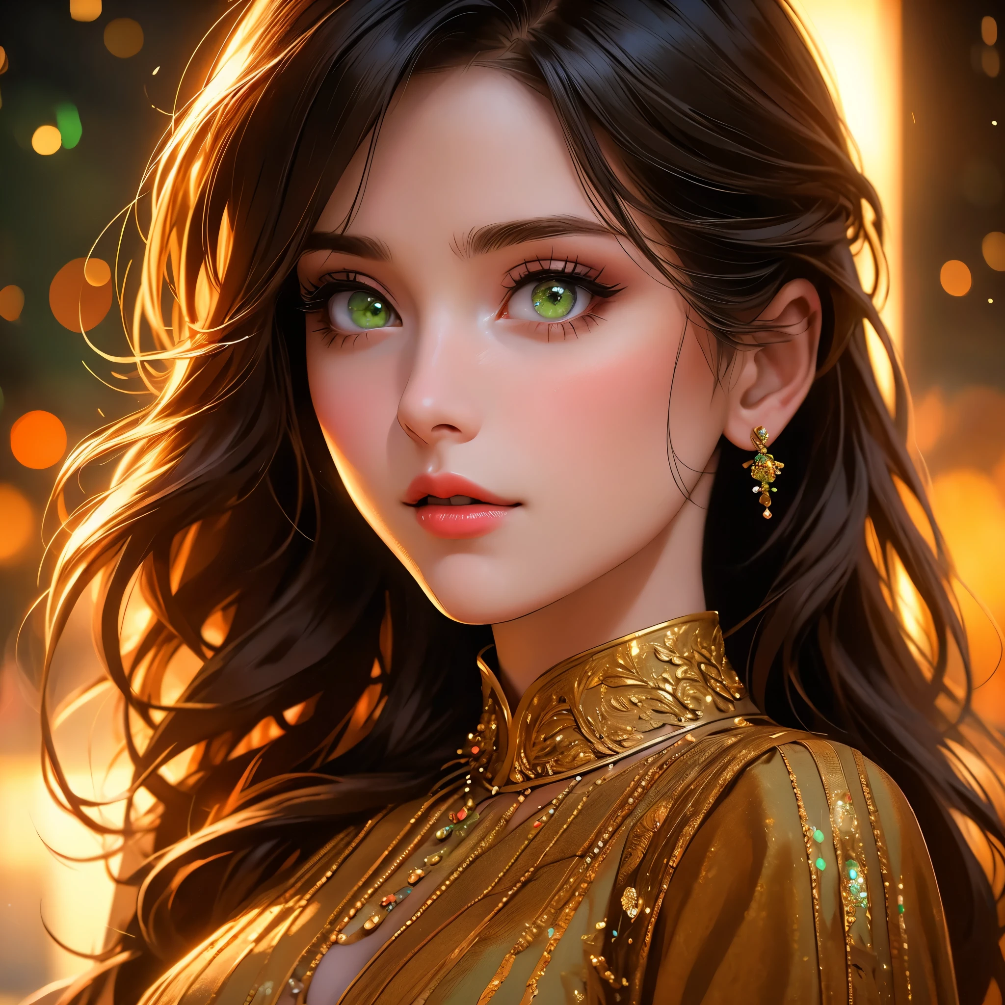 a beautiful woman with detailed green eyes, large breasts, sensual expressions, realistic, photorealistic, photo-realistic:1.37, (best quality,4k,8k,highres,masterpiece:1.2),ultra-detailed, HDR,UHD,studio lighting,ultra-fine painting,sharp focus,physically-based rendering,extreme detail description,professional,vivid colors,bokeh,warm colors,soft lighting