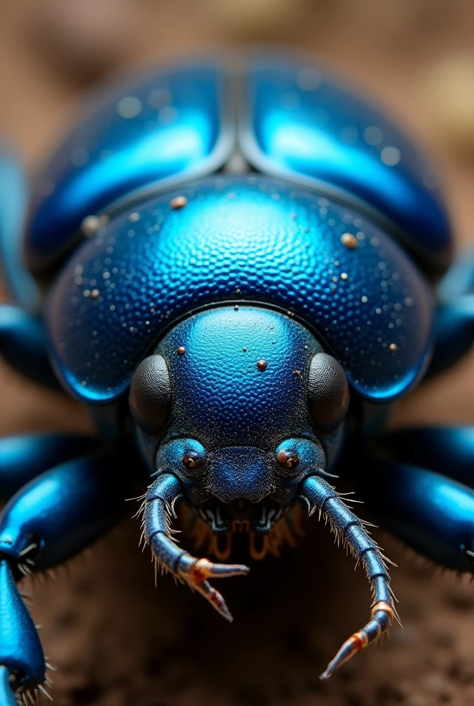 Front of a realistic blue Beetle