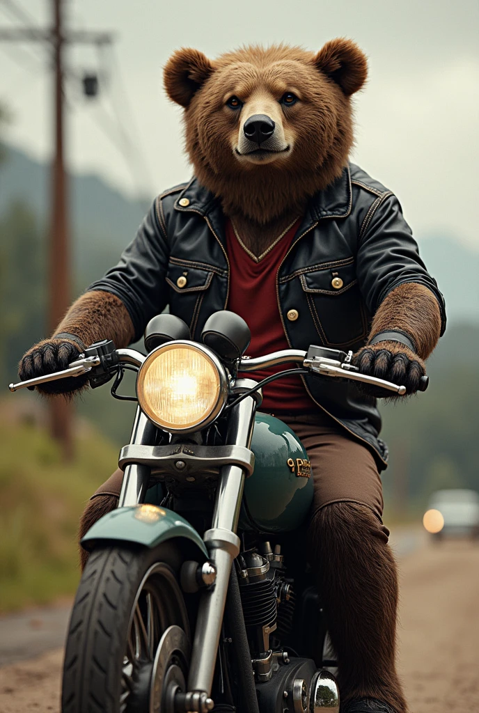 ROCKER BEAR ON A MOTORCYCLE