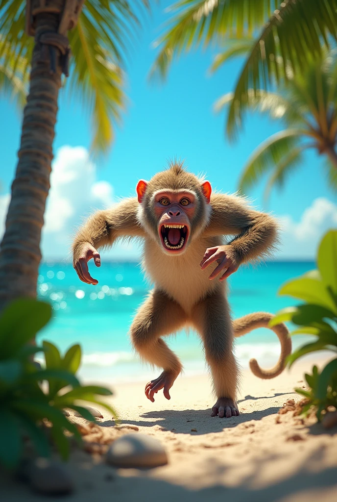 Monkey freaking out in the Bahamas.